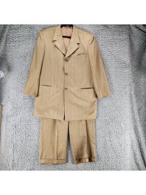 Vanetti 2 Piece Suit Mens 42R 36Rx27 Tan Blazer Jacket Pants *GUC*